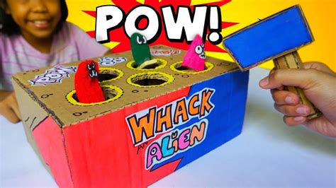 Whack A Mole Game From Cardboard Alien Edition How To Make Easy