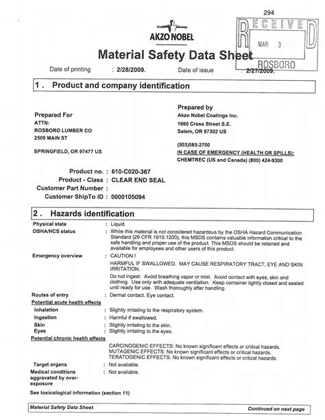 Safety Data Sheets SDS Rosboro