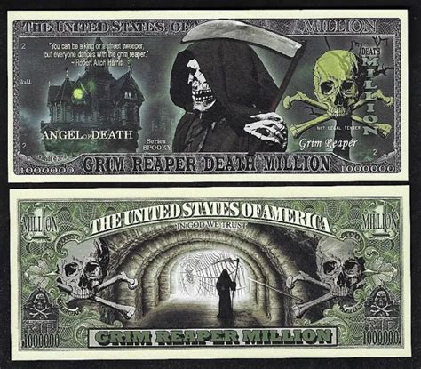 Grim Reaper Million Dollar Bill Play Funny Money Novelty Note Free