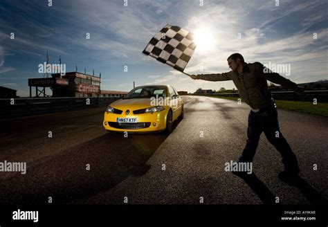 Renault Megane R26 In Yellow At Thruxton Race Track Stock Photo Alamy