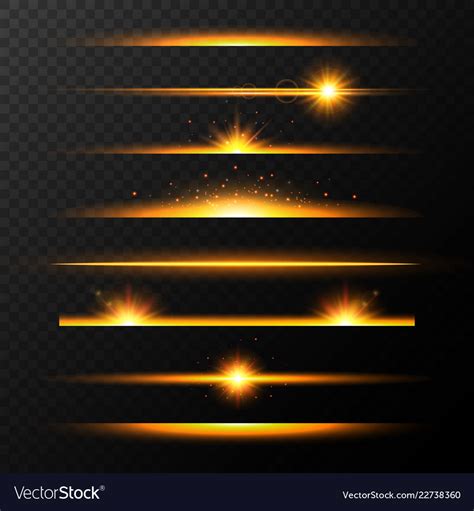 Gold Glowing Lines With Stars Set Shining Line Vector Image