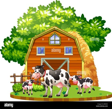 Cows Live On The Farmyard Illustration Stock Vector Image And Art Alamy