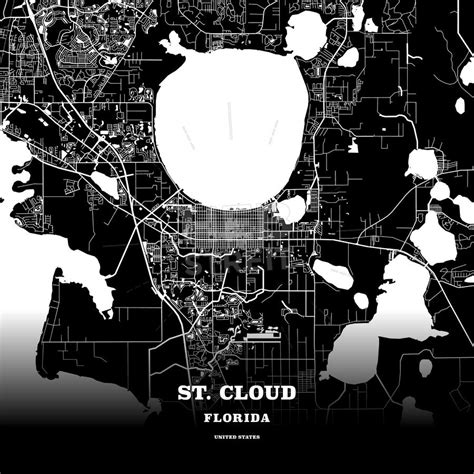 Black Map Poster Template Of St Cloud Florida United States This