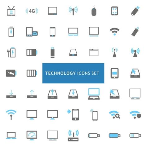 Technology Icon Set Vector Free Download
