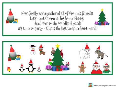 Free Printable Clues For A Christmas Gnome Treasure Hunt Frolicking