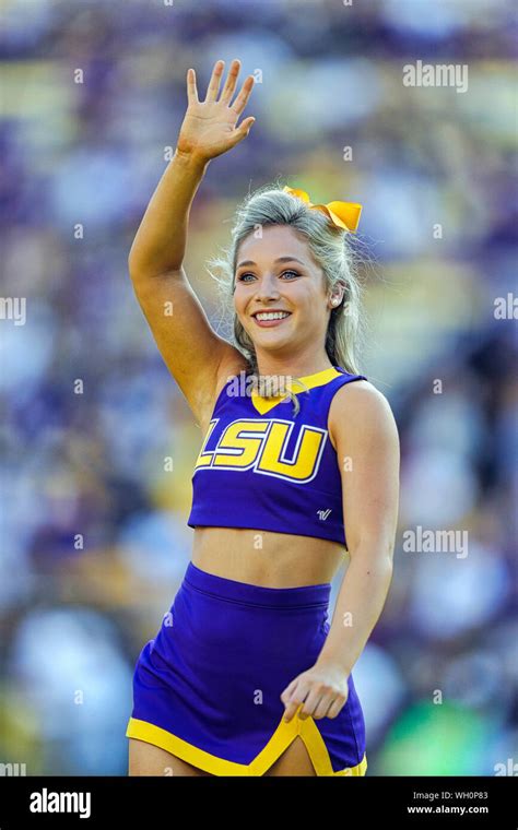August 31 2019 Lsu Tigers Cheerleader Entertains The Crowd During The