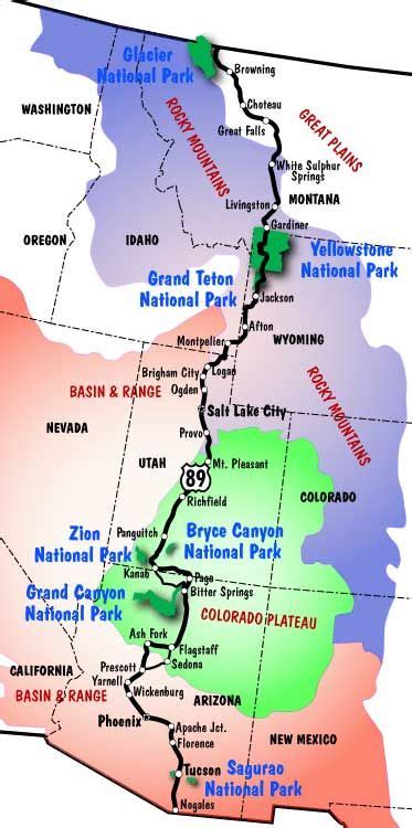 √ Highway 89 National Parks Road Trip Map