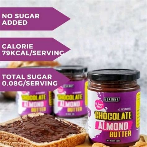 Chocolate Almond Butter Spread No Sugar Added 300g Shopee Malaysia