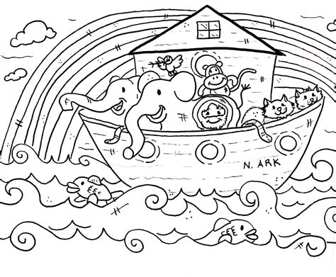Noahs Ark Rainbow Coloring Page Coloring Page Blog