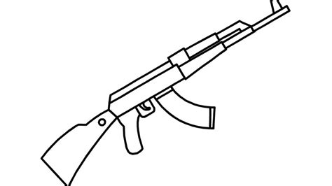 How To Draw An Ak 47 Gun Easily Step By Step Youtube
