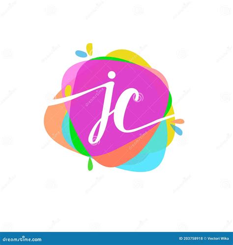 Letter Jc Logo With Colorful Splash Background Letter Combination Logo