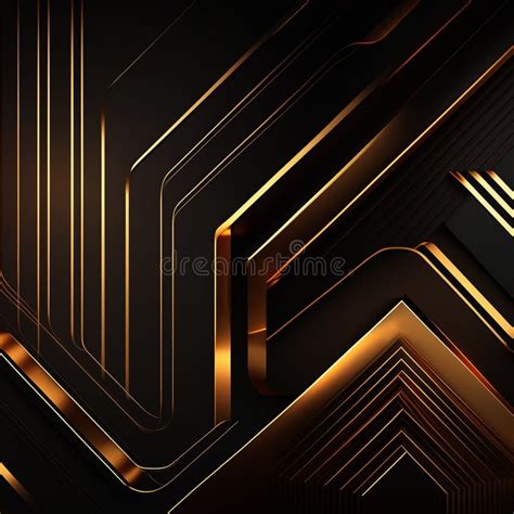 Dark Golden Abstract Geometric Luxury Background Golden Lines On Black