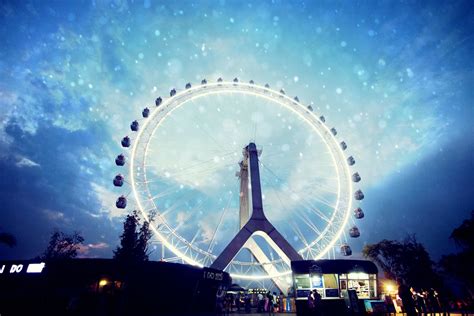 Free Images Sky Night Ferris Wheel Amusement Park Blue Beautiful