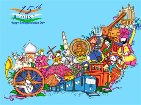 Indian Collage Illustration Showing Culture Tradition And Festival On Happy Independence Day Of