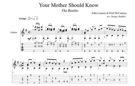 Your Mother Should Know For Guitar Guitar Sheet Music And Tabs