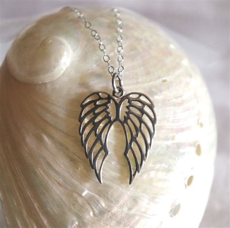 Double Angel Wing Sterling Silver Handmade Artisan Necklace Etsy
