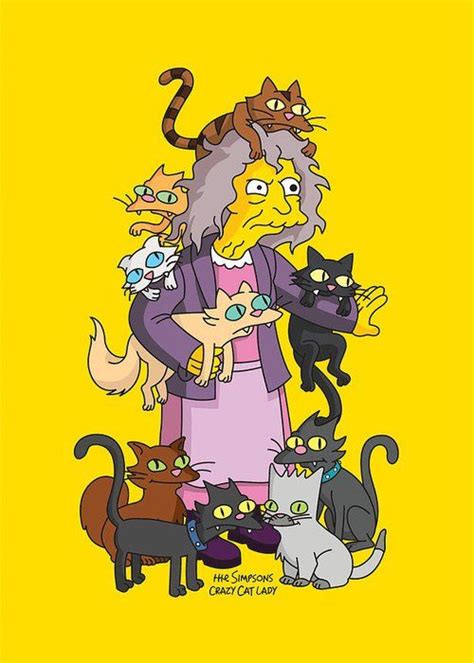 Simpsons Crazy Cat Lady 01 Greeting Card For Sale By Chung In Lam In 2021 Simpsons Art