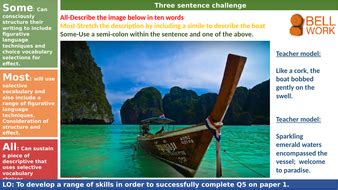 Write a description of young children leaving home as suggested by this picture Language paper 1 Question 5 creative writing: paradise | Teaching Resources