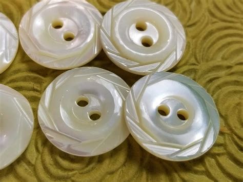 Carved Mother Of Pearl Vintage Buttons High Quality Natural Etsy