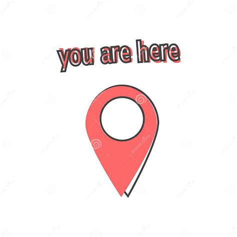Vector Position Icon You Are Here On Cartoon Style On White Isolated