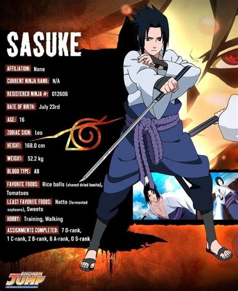 Sasuke Character Sheet Shippuden Sasuke Naruto Shippuden