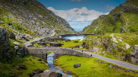 Wallpaper Ireland County Kerry Rocks Mountains Lake People