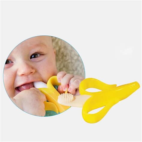 1pc Safe Banana Shape Baby Teether Toys Silicone Toothbrush Teething