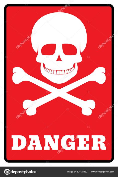 Danger Skull Warning Death Symbol Danger Skull Icon Red Background ⬇