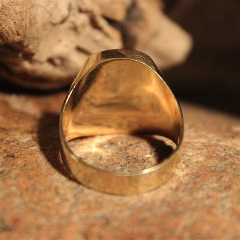 Rare Mens Large Signet Ring 10k Solid Gold Mens Ring 54 Grams Size 10
