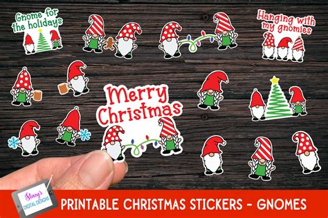 Gnome Christmas Stickers 14 Print And Cut Stickers 902054