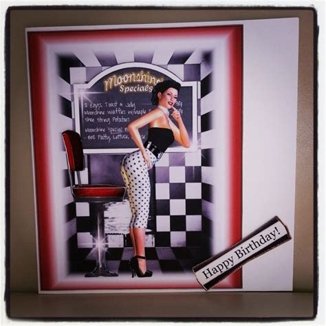 Items Similar To Rockabilly Diner Pin Up Birthday Card Personalised