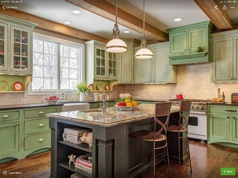 Pin By Zee Little On Favorite Green Kitchens Print Traditional