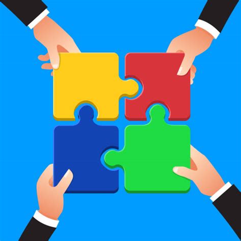 Concept Of Teamwork And Integration With Businessman Holding Colorful