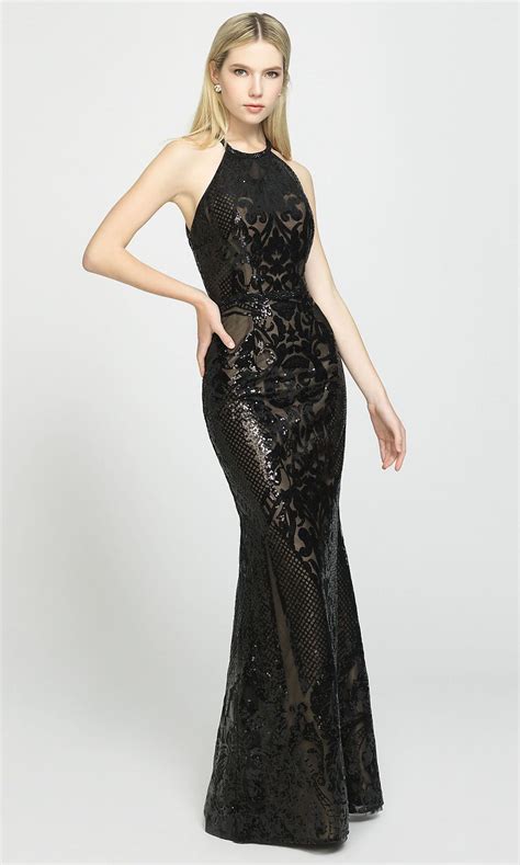 Long High Neck Sequin Formal Gown By Madison James Dresses Fancy