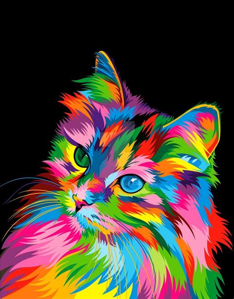 El Gato Una Colores En Pintura Colorful Animal Paintings Colorful