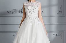 length tea dresses hebeos scoop sleeveless tulle gown ball wedding tweet tumblr