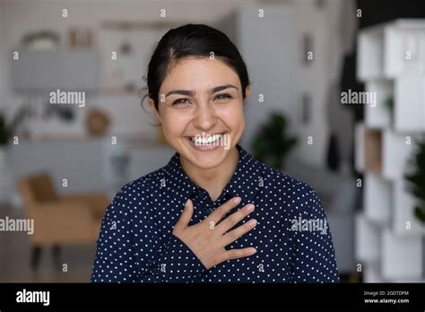 Portrait Of Happy Young Indian Woman Feel Excited Stock Photo Alamy