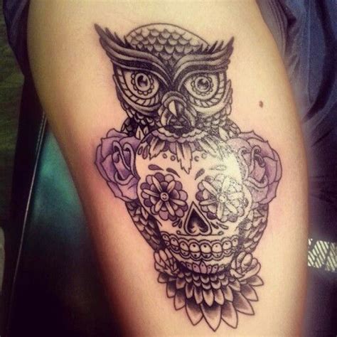 Owl And Sugar Skull Tattoo Tattoospiercings Pinterest Sugar