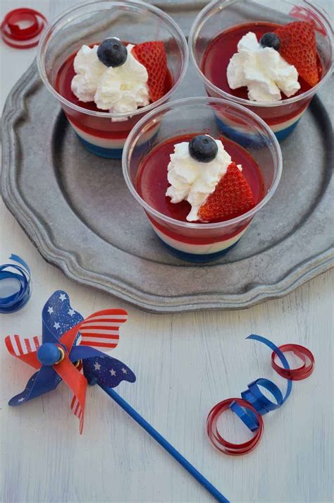 A patriotic dessert perfect for memorial day or fourth of july! Red White and Blue JELLO Cups - A Patriotic Treat