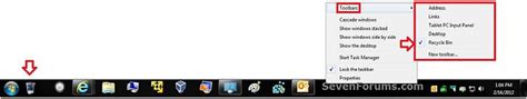 Taskbar Toolbars Reset And Clear In Vista And Windows 7 Tutorials