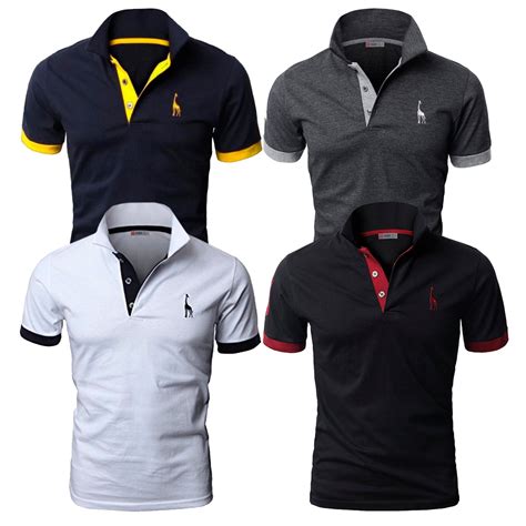 4 pcs set mens polo solid casual short sleeve cotton polo shirt men fashion slim fit polos men