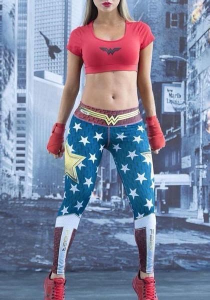 Multicolor Fiber Activewear Wonder Woman Costume Comics Marvel Yoga