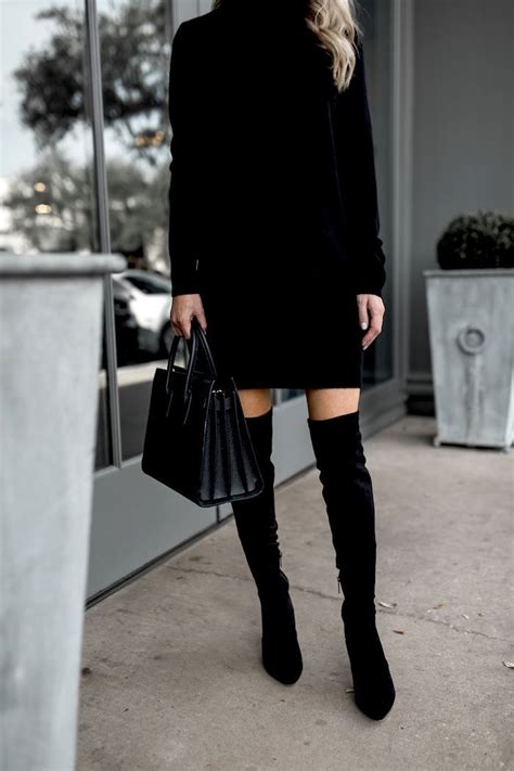 equipment turtleneck sweater dress and over the knee boots from shopbop black sweater dress