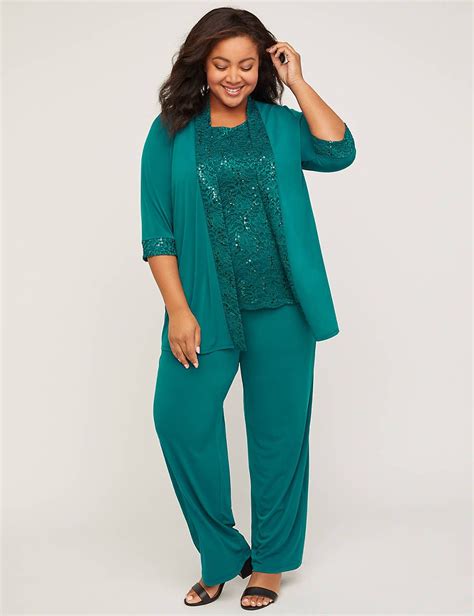 3 Piece Lace Gala Pant Suit Catherines Pantsuits For Women Evening