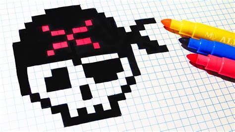 Halloween Pixel Art How To Draw Pirate Skull Pixelart Youtube