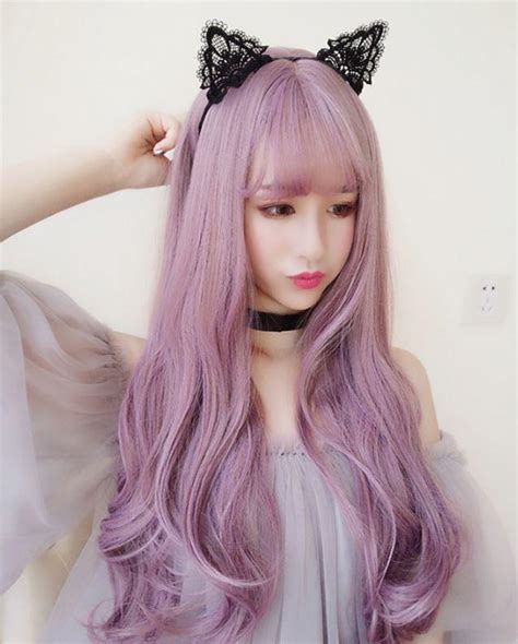 Korean Purple Gradient Wave Wig Sd00636 Syndrome Cute