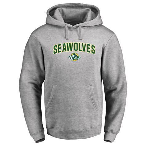 Mens Ash Alaska Anchorage Seawolves Proud Mascot Pullover Hoodie
