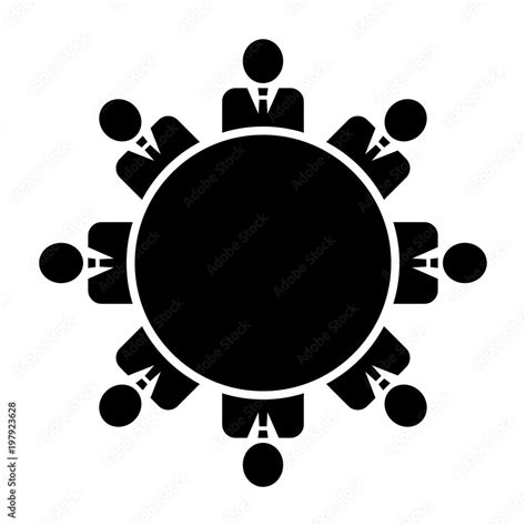 People Around The Table Icon Round Table Meeting Icon Vector