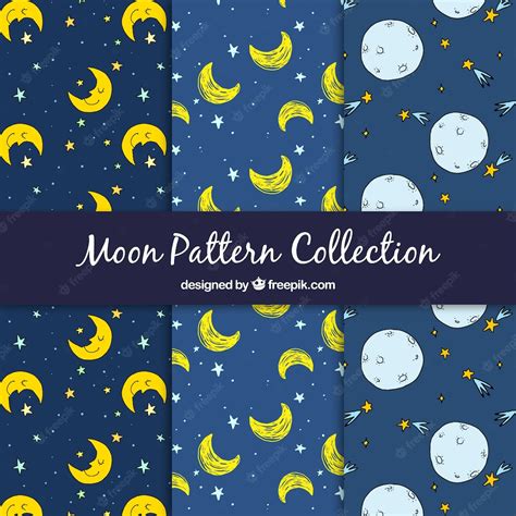 Free Vector Hand Drawn Moon And Stars Patterns