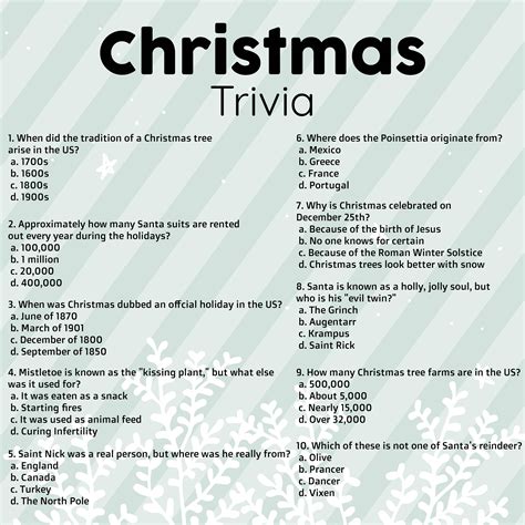 14 Best Printable Christmas Trivia Questions Answers